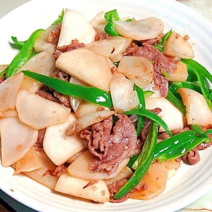 あっさり系？柔らかいカブと牛肉のオイスター炒め！